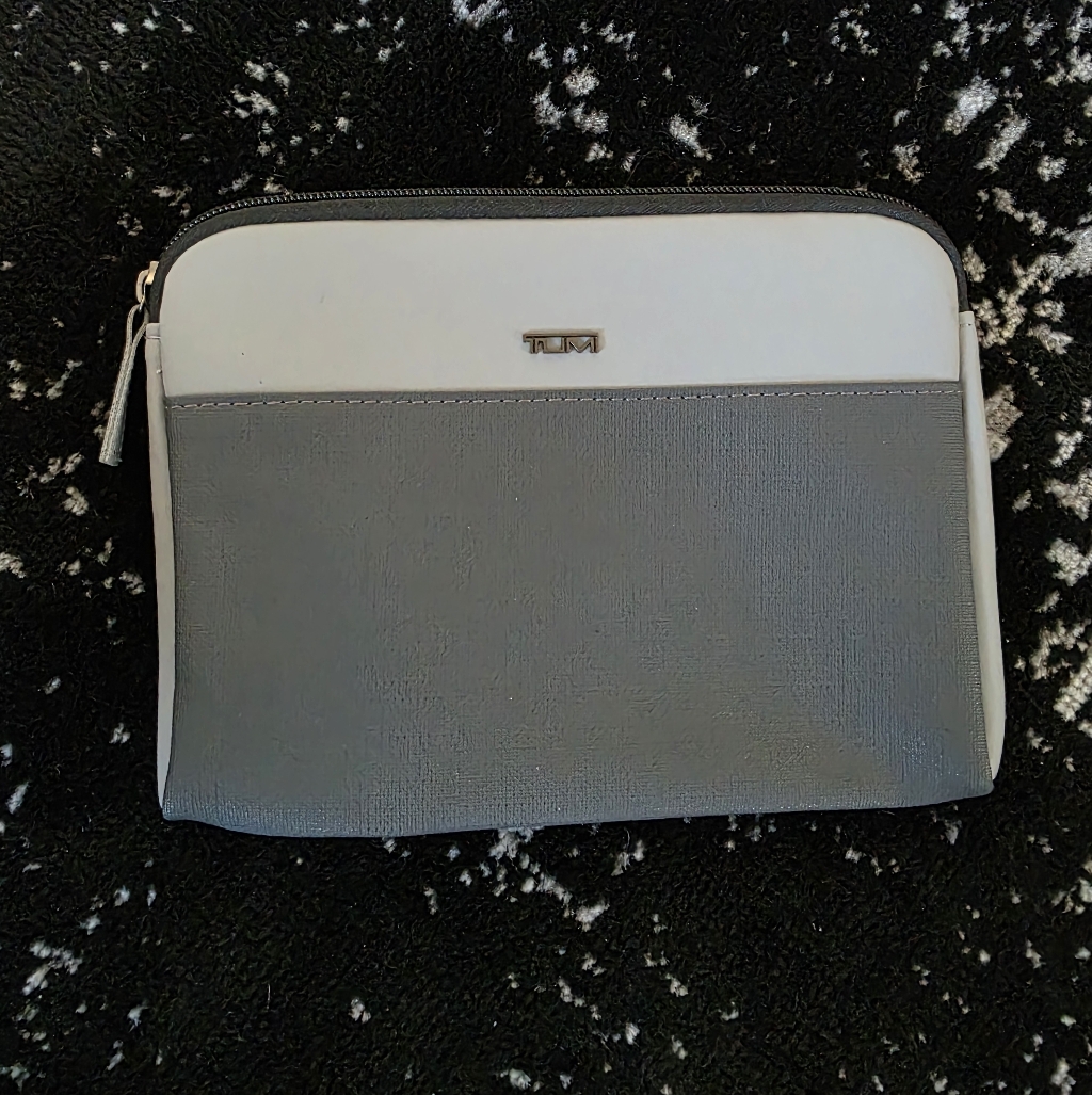 Tumi Gray Zip Pouch Soft Sided Travel Case Toiletry Bag